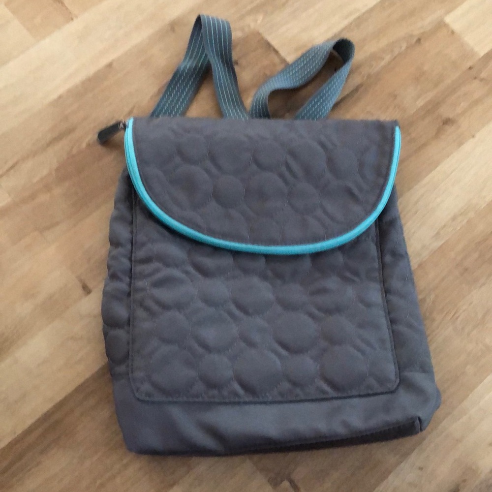 Thirty One Quilted Backpack/Crossbody Grey/Teal ‘Vary You’ Purse Retired
